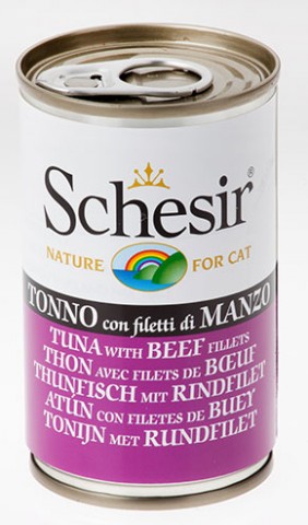 Vlažna hrana za mačke Schesir tuna i govedina u želeu 140gr